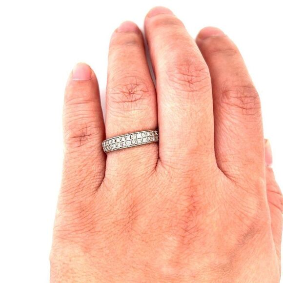 14k WG 2-Row Diamonds Band Ring - Picture 10 of 11